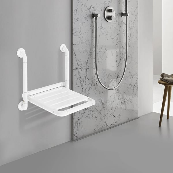 Fällbar Duschsits, Väggmonterad, Fällbar Design,VIT