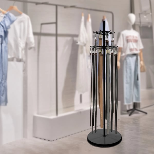 Justerbar To-niveau Bælte Display Stativ, Holdbar Konstruktion, Pladsbesparende Design
