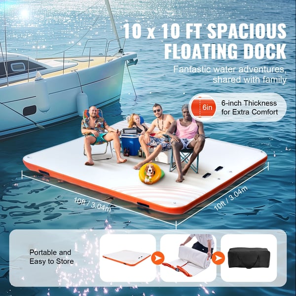 Oppustelig Dok, Holdbart PVC, Skridsikker Overflade,10x10ft