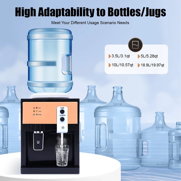 Vandkøler Dispenser, Dobbelt Spændingssupport, 550W Opvarmningskraft, 75W Kølekapacitet, 8℃ Minimum Køling, 95℃ Maksimum Opvarmning