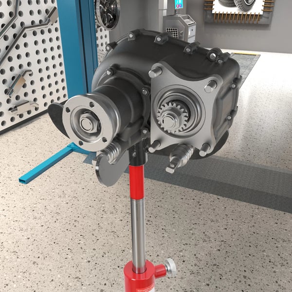 Transmission Jack, Belastningsevne 500 kg, Højde 113 - 186 cm, Materiale Værktøjsstål, Rulle Diameter 75 mm, Chassis med 4 Drejelige Hjul
