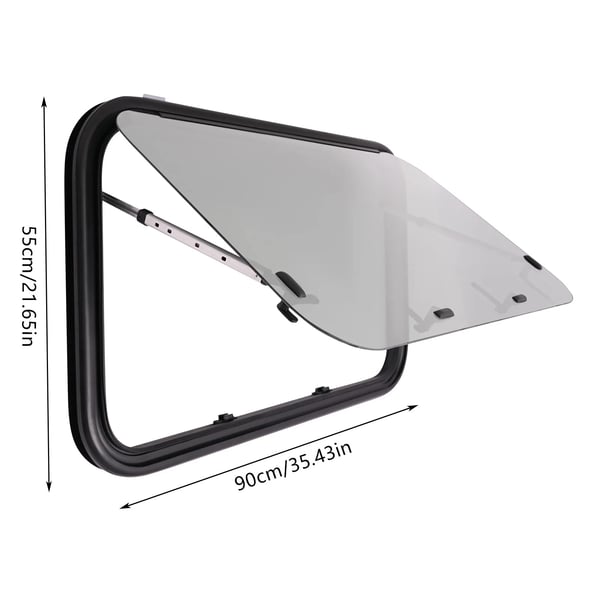 RV Push-Out Vindue, Holdbart Tempereret Glas, Moderne Design,sort