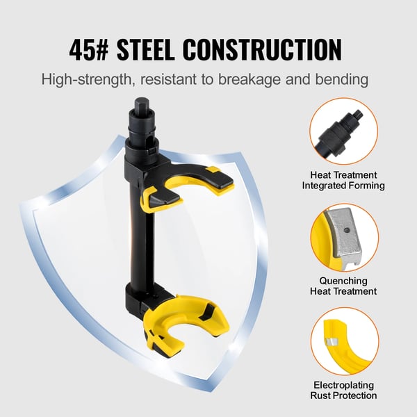 Fjederkompressor, 4500 kg belastning, dimensioner 52 x 42,4 x 10,4 cm, kompatibel med 22 mm nøgle, kæbens størrelse 6,6 til 16 cm, 45# stålmateriale