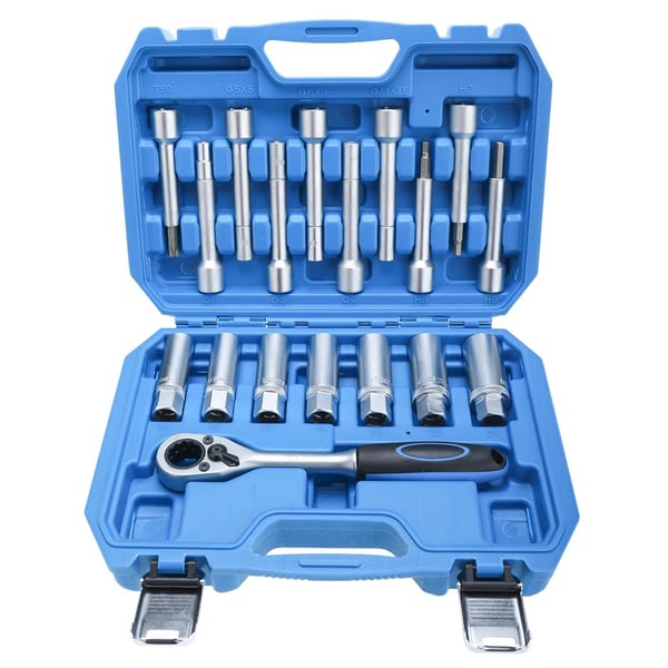 Styringsnav Suspension Socket Wrench Sæt, Krom Vanadium Stål, Ratchet med 12-Punkts Holder, Socket Størrelser: 16-24 mm