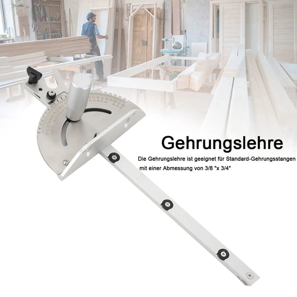 Vinkel Miter Gauge, Længde 450mm, Bredde 178mm, Justerbar Vinkel 0-60°, Skruestørrelse 6mm, Anvendelse Træbearbejdningsværktøj