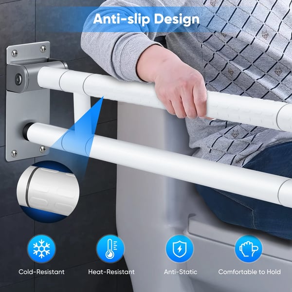 Toiletarmstøtte, Foldbart Design, Høj Belastningskapacitet, Forbedrede Sikkerhedsfunktioner