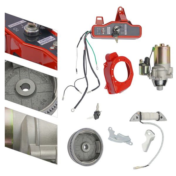 Svinghjul Startermotor Sæt, Højkvalitets Aluminium & Jern, Kompatibel med 5,5HK Motorer, Kompatibel med 6,5HK Motorer, Vægt 2,5 kg, Diameter 28 cm