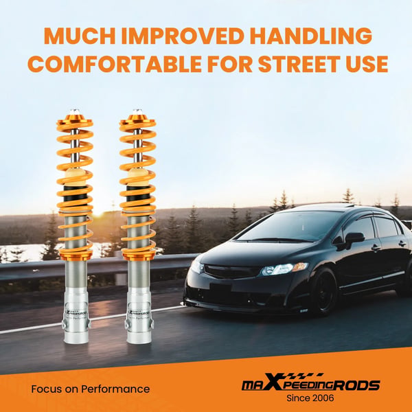 Coilover-fjederben, Højdejusterbare, Passer til Kompaktbil Model A, Passer til Lille Køretøj Model X, Oljetryk, 54 cm Længde