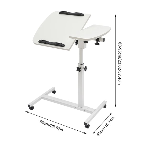 Computerbord, MDF og kulstofstål, justerbar højde 60-95cm, med 360° vippevinkel, hovedbordstørrelse 60*40cm, belastningskapacitet 7.5-10kg