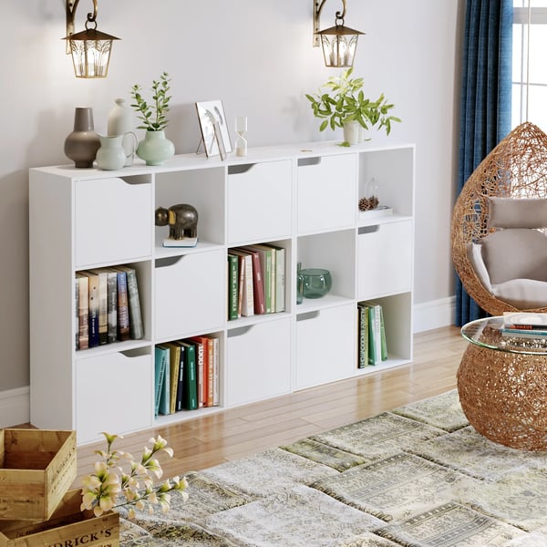 Bogreol, 3-dørs design, træ, 60x29x90 cm, moderne stil, 3 hylder
