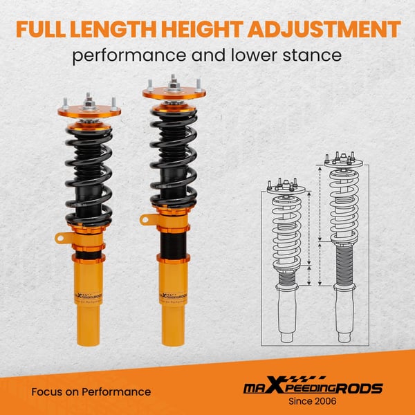 Coilover Stød Dæmpersæt, 6061 Aluminium Materiale, Længde 54cm, Bredde 64cm, Højde 45cm, Foran Fjedersats 10 kg/mm