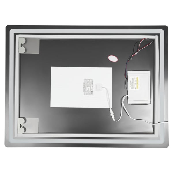 Badeværelsesspejl, 60 cm x 80 cm, LED-lyskilde, 24W effekt, dæmpbar med 3 farvetemperaturer, vandtæt IP54