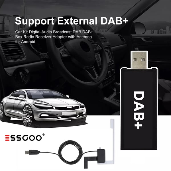 Bilradioadapter, DAB+, Høj lydkvalitet,hær grøn