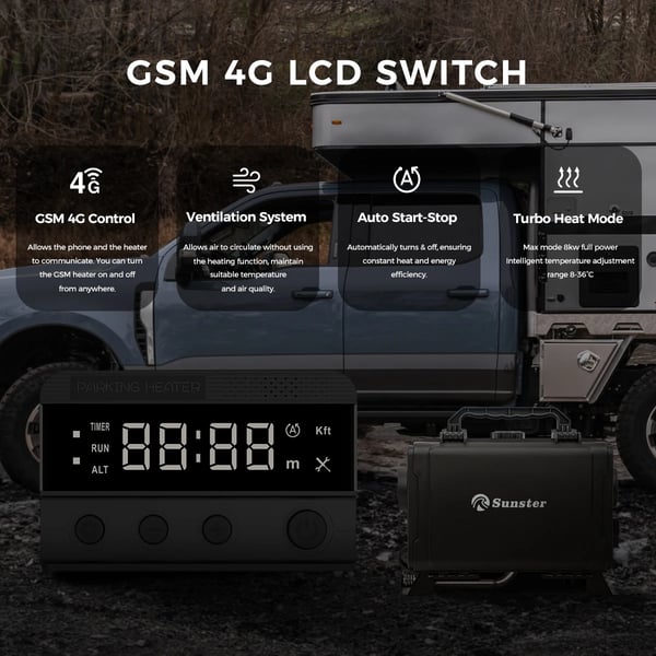 Diesel Luftvarmer, LTE 4G Kontrol, Automatisk Temperaturstyring,8KW