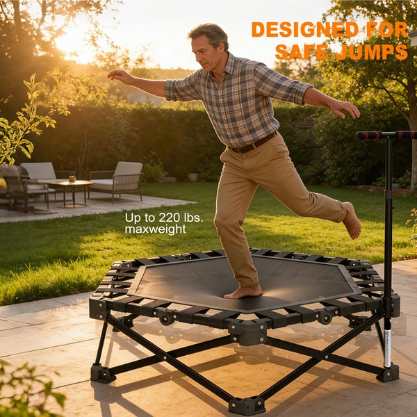 Foldbar trampolin, 36 tommer i diameter, 220 lbs vægtkapacitet, Stålramme, Stille rebound, Indendørs brug