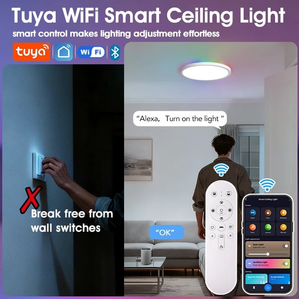 Loftlampe, Smart Styring med Stemme, RGB Ambient Belysning,40cm(15.75in)