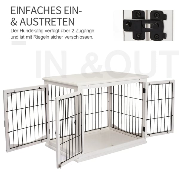 Hundehus, Robust MDF og Metal, Ideelt til Indendørs Brug,HVID