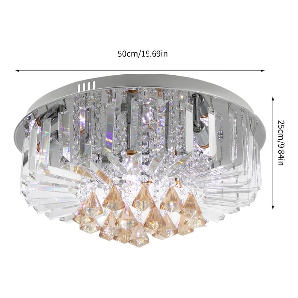 Loftlampe, Moderne Luksus Krystalglas, Rund LED Indbygningslampe, 50 cm Diameter,Klar