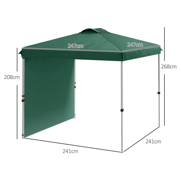 Fälltält, 2,5m x 2,5m, Justerbar Höjd,Grön