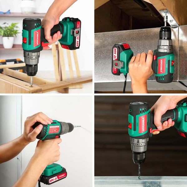Batteridrevet boremaskine, 60Nm maksimal moment, LED-lys,et batteri