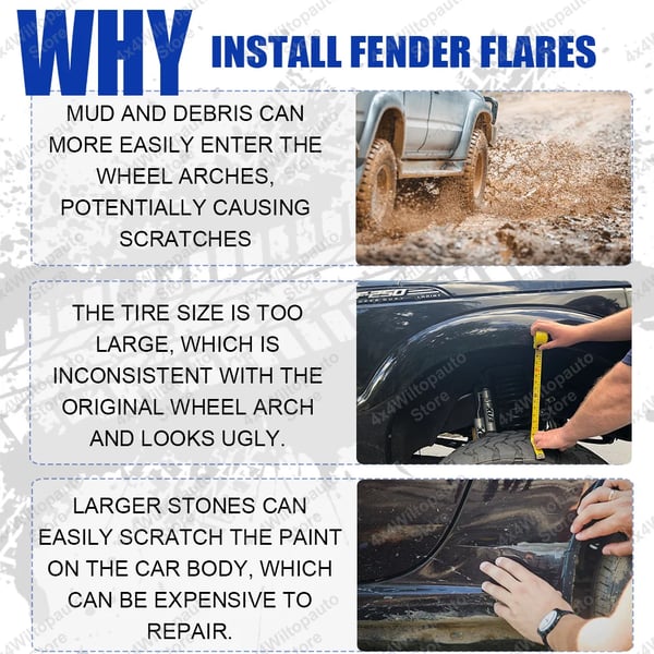 Fender Flares, Holdbart ABS Plastik, Nem Installation,TOYOTA HILUX VIGO