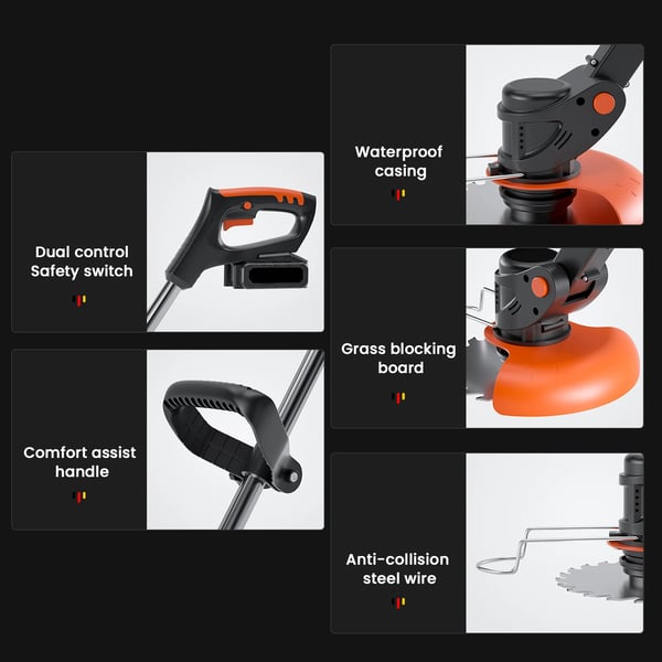 Plæneklipper, Trådløs Betjening, Justerbar Højde,2 Batteri, EU