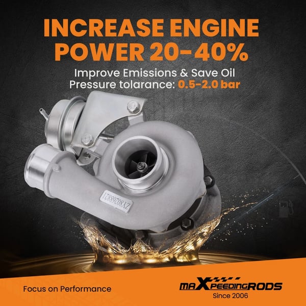 Turbocharger, 27 cm længde, 6800 g vægt, olieafkølet, motor kompatibilitet: SUV 2.2 CRDi, understøtter op til 155 HK