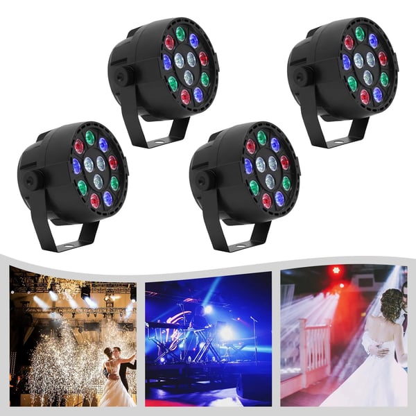 LED Par Lys, 12W, 90-240V, 4 Pakker, Scanningsvinkel 15°, Vægt 4,85 lbs