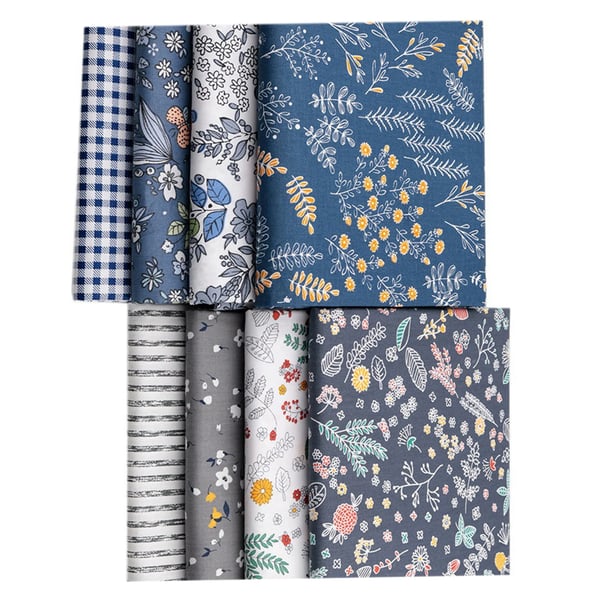 Patchwork tygset, 8 mönster, 100% bomull, 50 x 50 cm, 50x50cm, 8st
