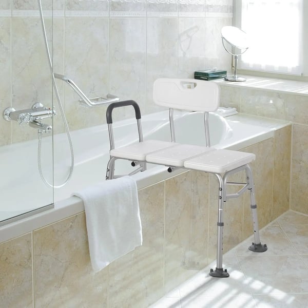 Badekar Transfer Bænk, Justerbar Højde 46,5-58 CM, Vægtkapacitet 136 kg, Aluminium 6063 T5, Samlet Størrelse 78-80*55-60*81,5*93 CM