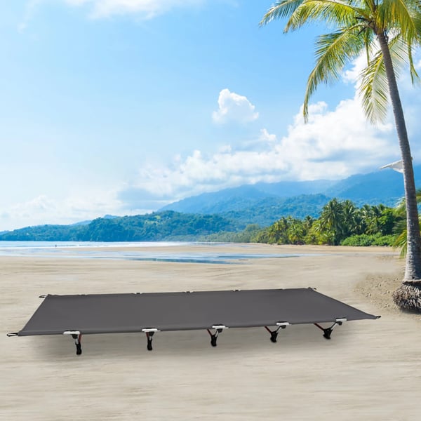 Camping seng, 7075 aluminiumlegering, 150 kg vægtkapacitet, 190 cm x 65 cm dimensioner, foldbart design, åndbart stof