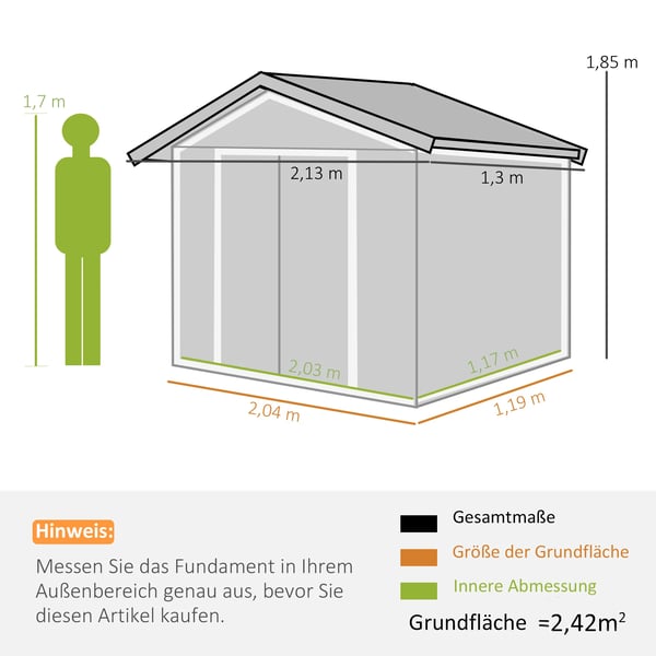 Værktøjsskur, Metal Konstruktion, Vandtæt Design,GRÅ