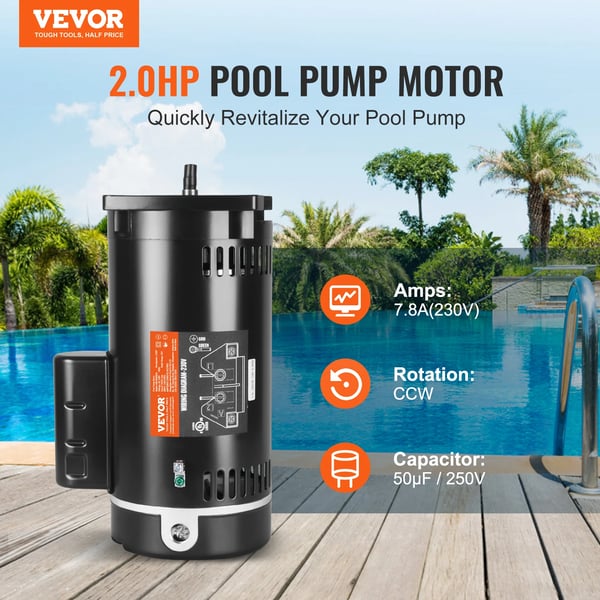 VEVOR Pool Pump Motor, 2HK, Hög Effektivitet,2HK