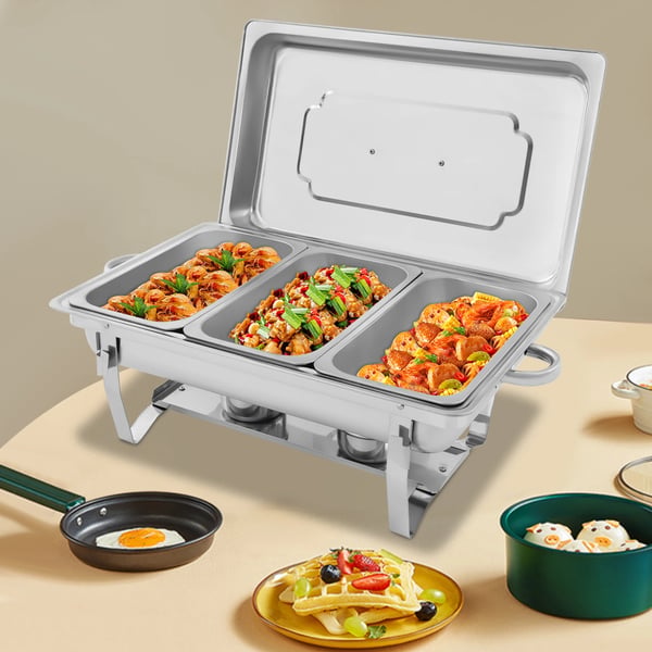 Chafing Dish Buffet Sæt, Rustfrit Stål, Energi Effektiv,3 gitter