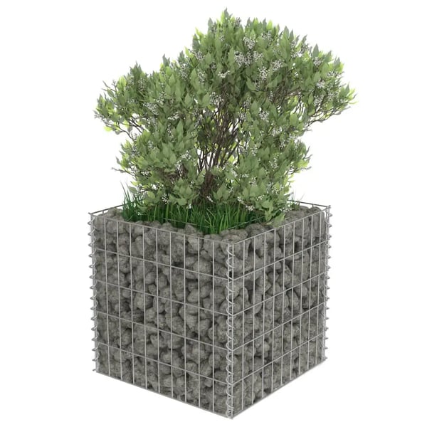 Gabionbas, 50x50x50 cm, Galvaniserat Stål, Innermått 30x30 cm, Väggtjocklek 10 cm, Hög Lastkapacitet 1400 kg/m³