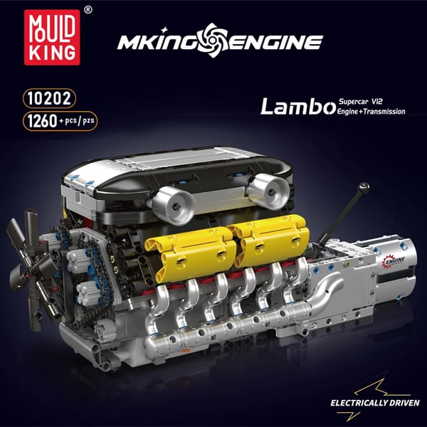Mould King V12 Motor Byggesæt, 1260 Stykker, Miljøvenligt ABS Materiale,Original kassepakning