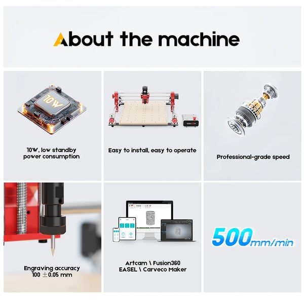CNC Router, Aluminiumkonstruktion, Højpræcisionsbevægelse & Lavt Støjniveau,CNC400