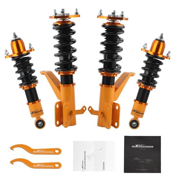 Coilover Stød, Justerbar Kørehøjde 1-3 Tommer, Twin-Tube System, Designet til Kompakte Biler, Støjdæmpning, Højstyrkestål