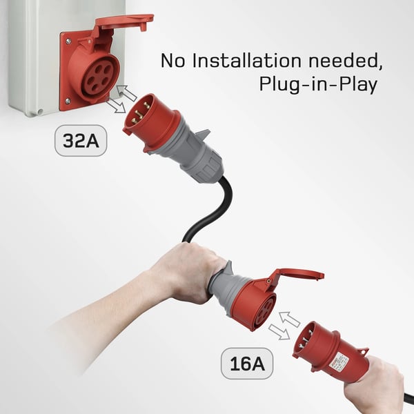 CEE-adapter, 32A til 16A, 400V, IP44 beskyttelse,CEE 32A til 16A