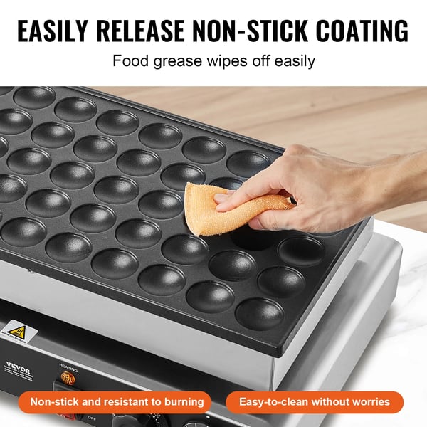 Mini hollandsk pandekagemaskine, 500W effekt, dual temperaturkontrol, non-stick overflade