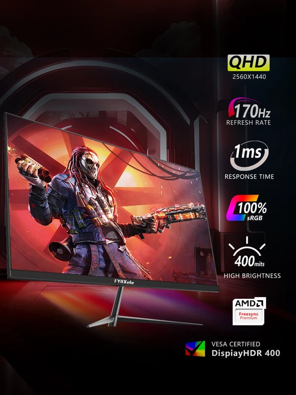 27 Tommer Gaming Skærm, 170Hz Opdateringshastighed, 1ms Reaktionstid, 2560x1440 Opløsning