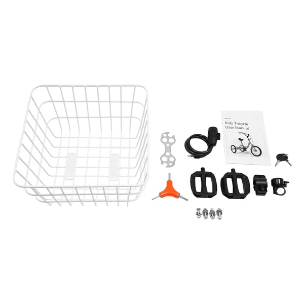 Børnecykel, ramme i højkulstofstål, 14 tommer hjul, dobbelt V-bremse system, 50 kg kapacitet, stor bagkurv