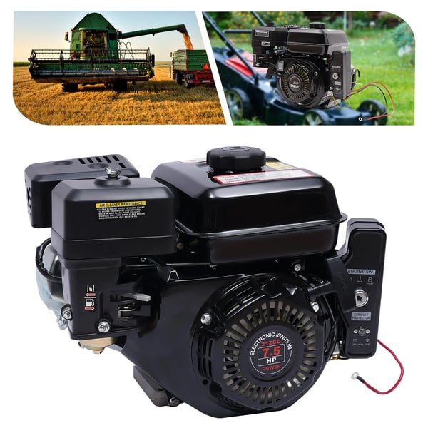 Benzinmotor, 7,5HK Effekt, Elektrisk Start,sort