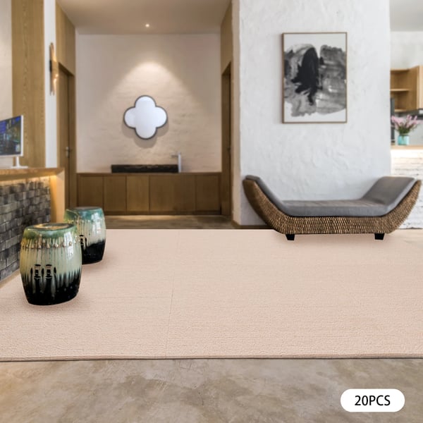 Gulvtæppefliser, Lydreduktion, Skridsikker Design,Beige-kamel