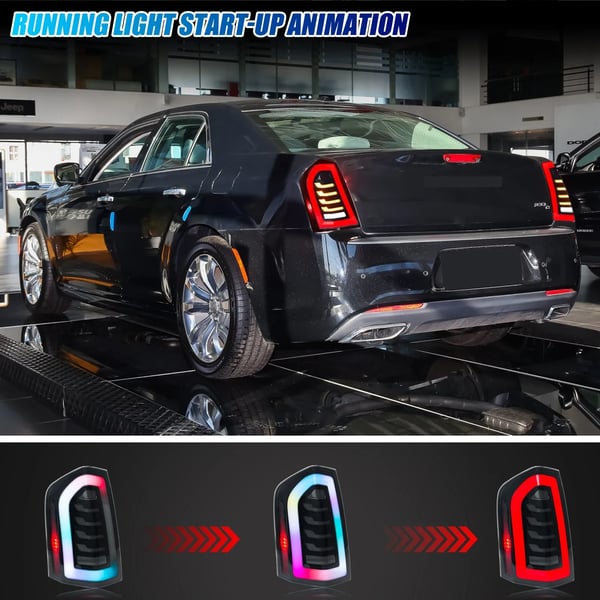 LED Baglygter, 12 V, 35 W, 3400 LM, Sekventiel Blinklys, Kompatibel med Chrysler 300 2011-2014