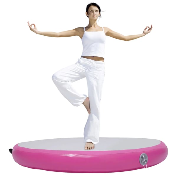 Oppustelig gymnastikmåtte, PVC-materiale, 100 cm diameter, 10 cm højde, 1-2 personers kapacitet, vandtæt