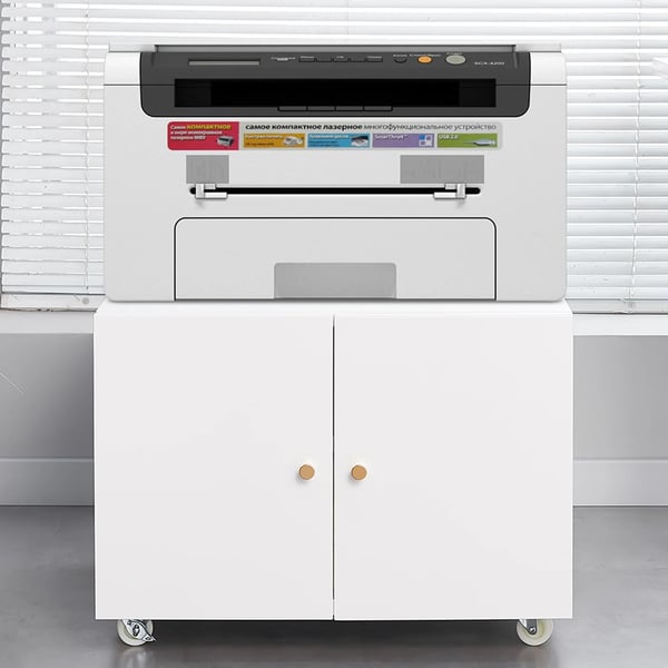 Printerstand, Mobil Design, Justerbare Hylder,Elfenben