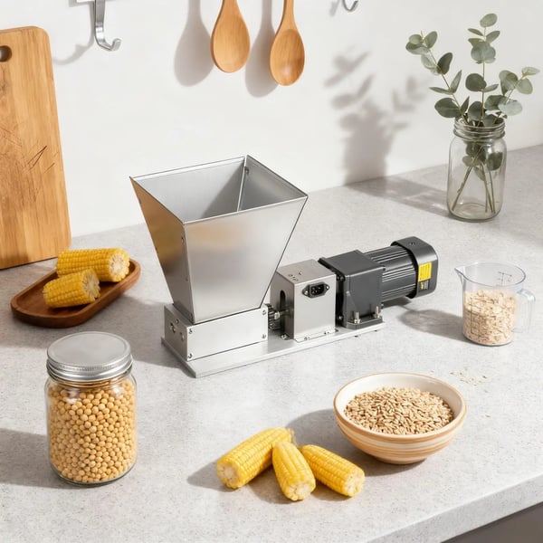 Elektrisk kornmølle, 60W effekt, 4L kapacitet, 220V spænding, 75rpm hastighed, rustfrit stål