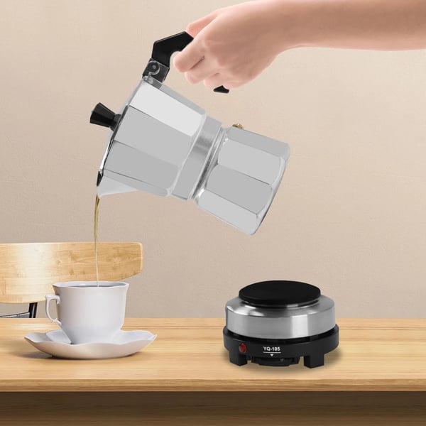 Elektrisk kaffemaskine, justerbar temperatur, automatisk opvarmning,Sølv