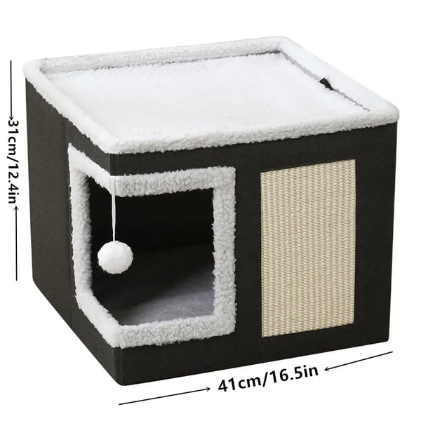 Kattebed, Blødt Materiale, Stor Størrelse, Indendørs Kompatibilitet, Åndbart Design, Inkluderer Hængende Fluffy Bold